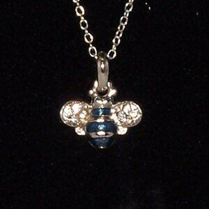Bubble Bee Blue Enamel and Rhinestones Necklaces